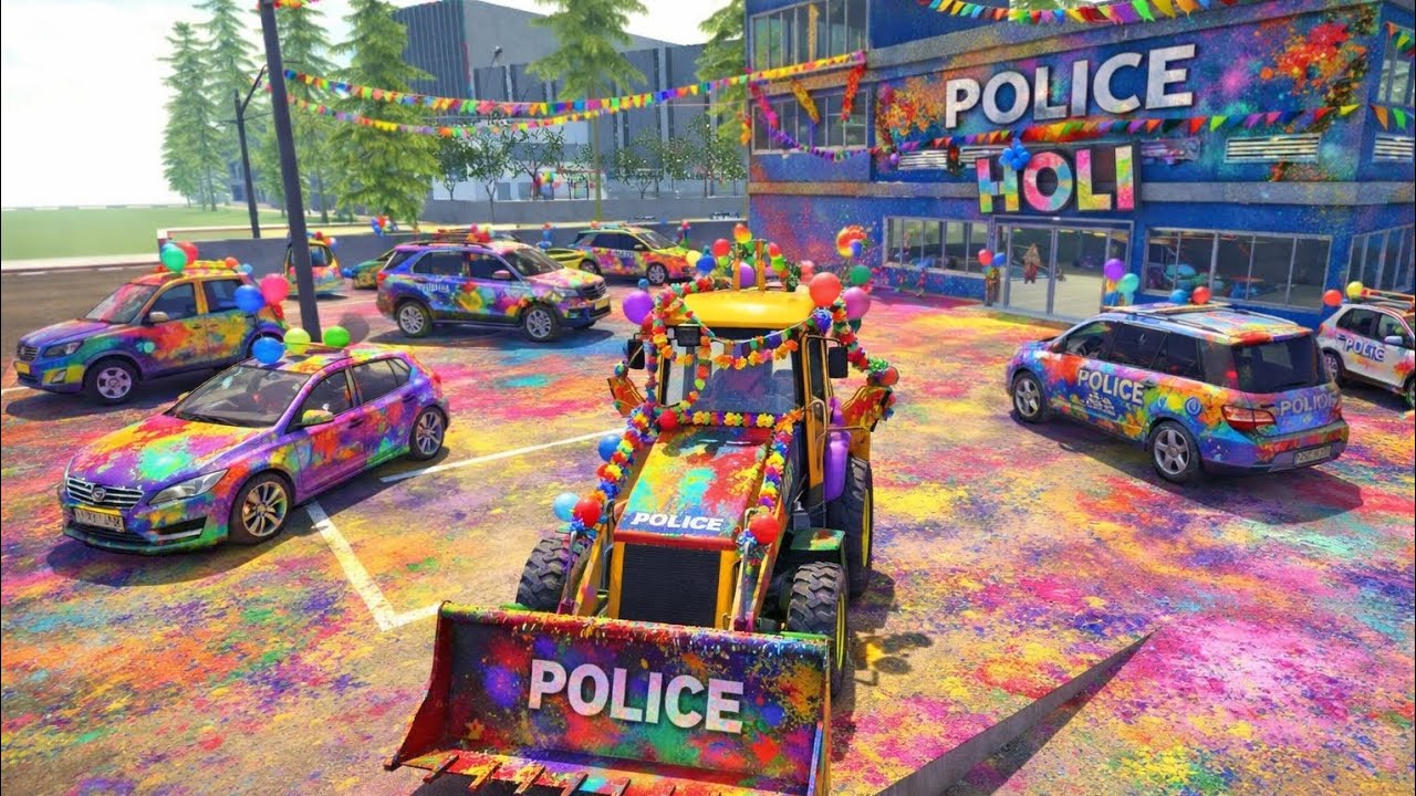Indian Bike Driving 3D Franklin | Driving Police JCB at Police Station 🚔 Holi Special Game