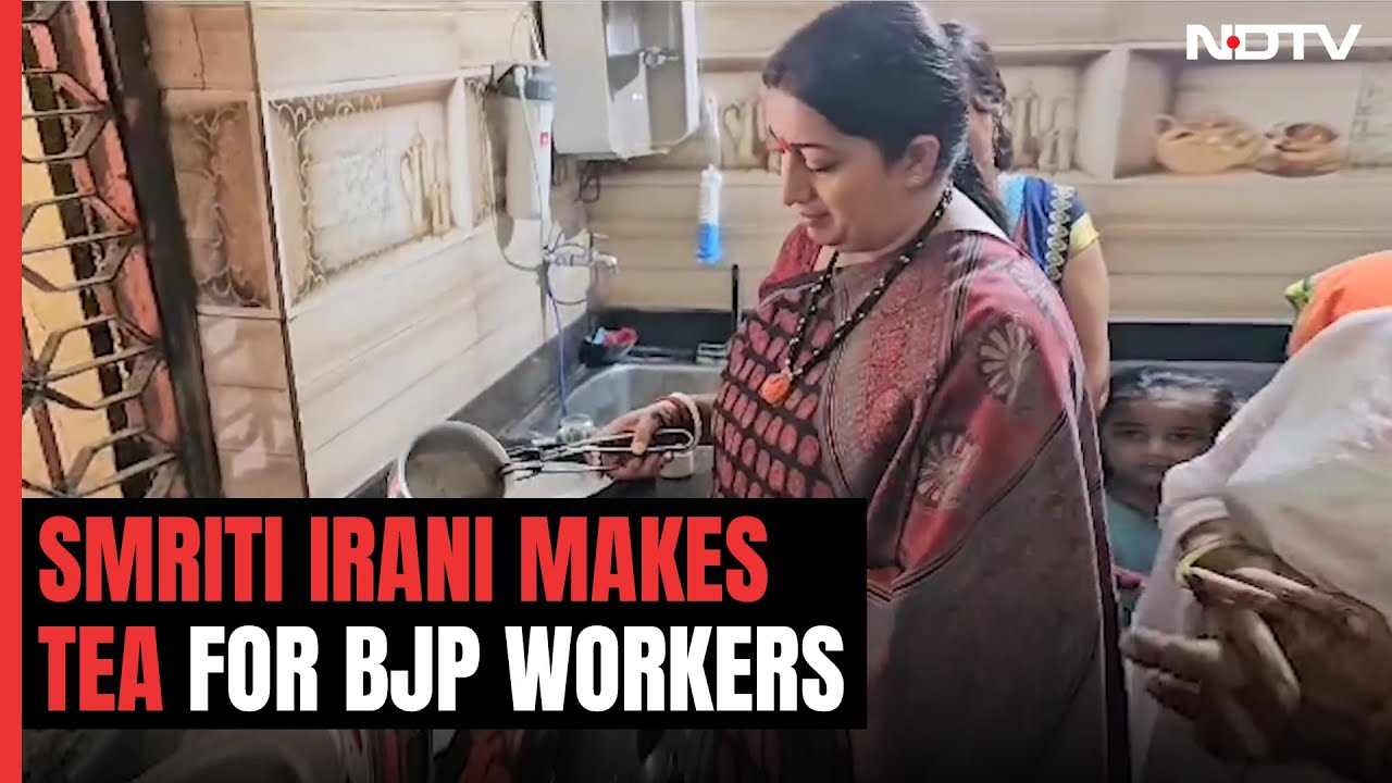 Smriti Irani Takes Time Out From Poll Campaign To Make Tea For BJP Workers In Chhattisgarh