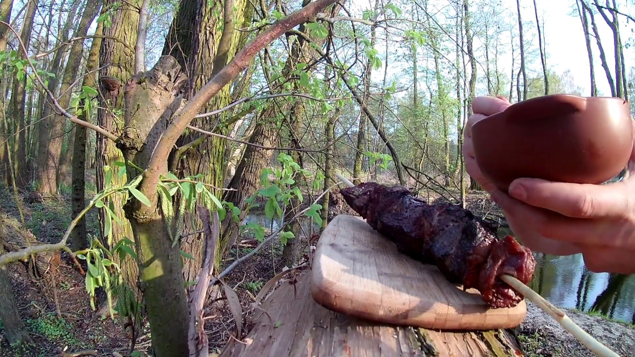 Roast meat over an open fire.