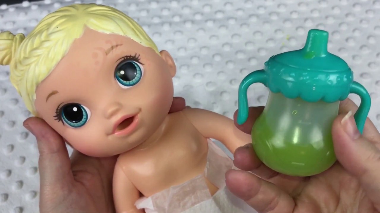 Blonde Baby Alive Face Paint Fairy Doll Feeding Green Veggies