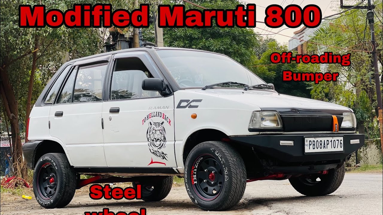 Modified Maruti 800 | off-roading maruti 800 bumper | original steel wheels for maruti 800