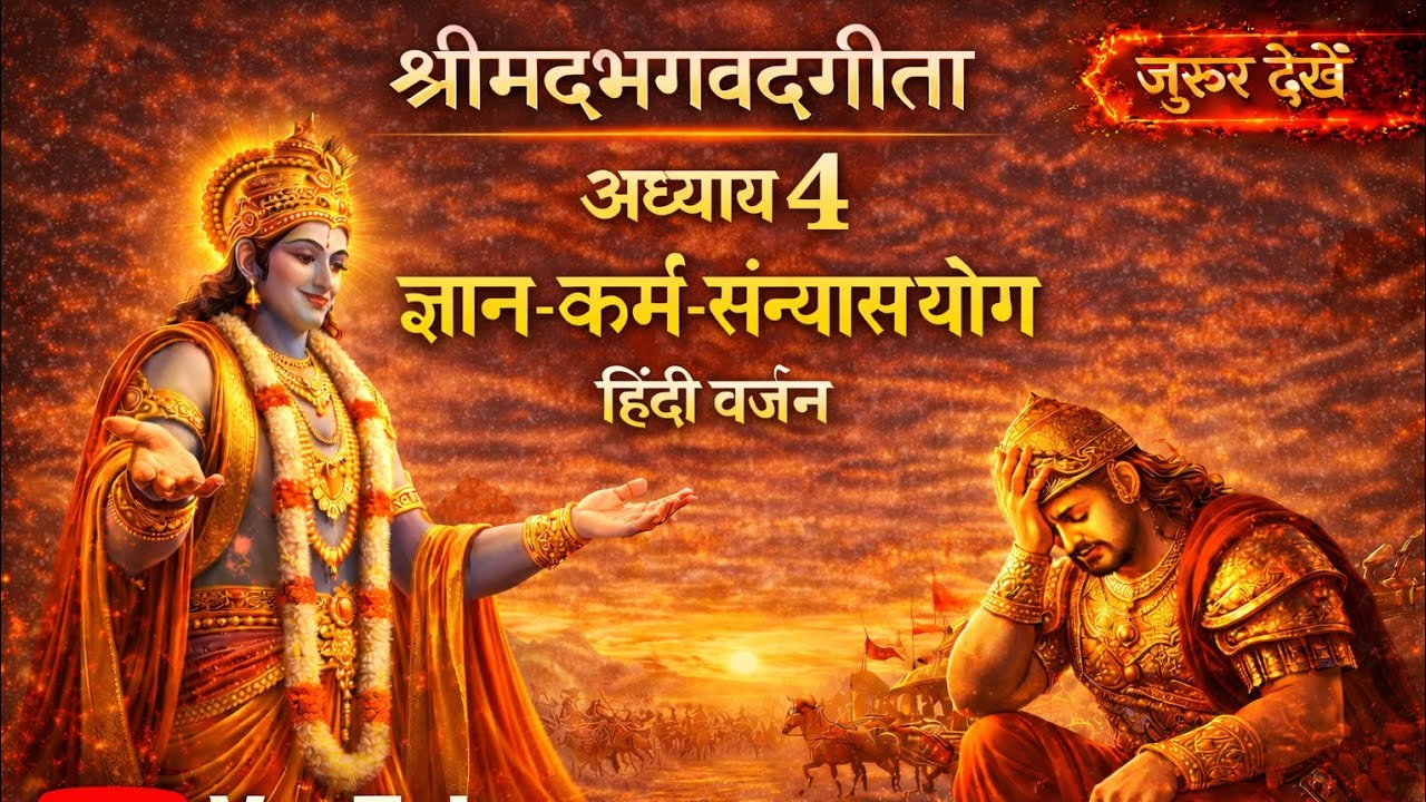 श्रीमद् भागवत गीता अध्याय 4 ज्ञानकर्मसन्यास् योग हिंदी version। lession 4 Gyan vigyan sanyash yog ।।