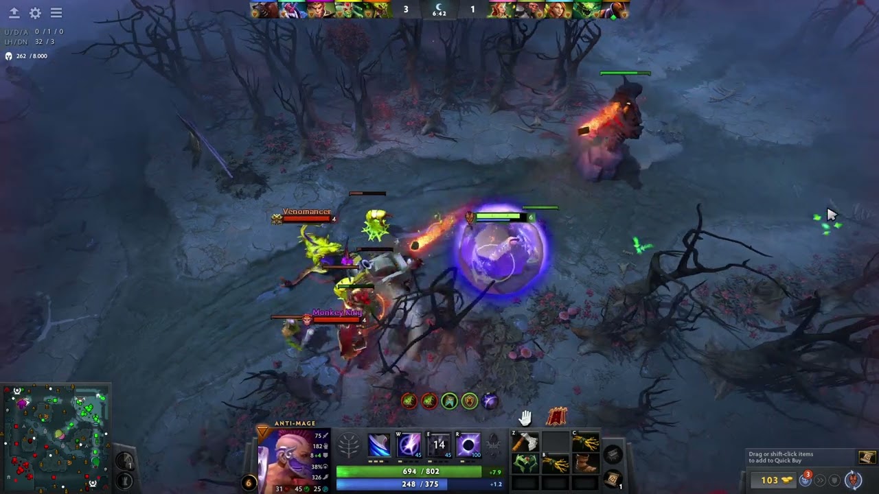 Dota 2: PRO Anti-mage build GODLIKE carry always win.