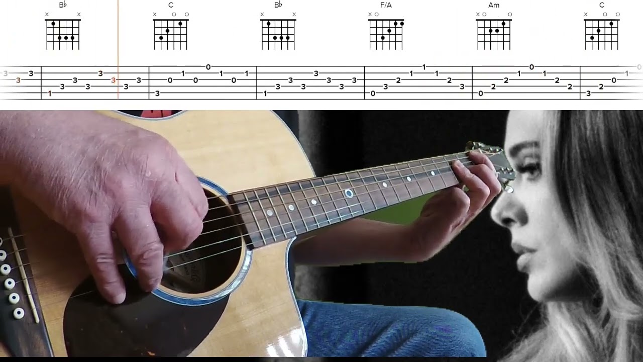 Adele - Set Fire To The Rain - Acoustic Guitar With Chords And Tab