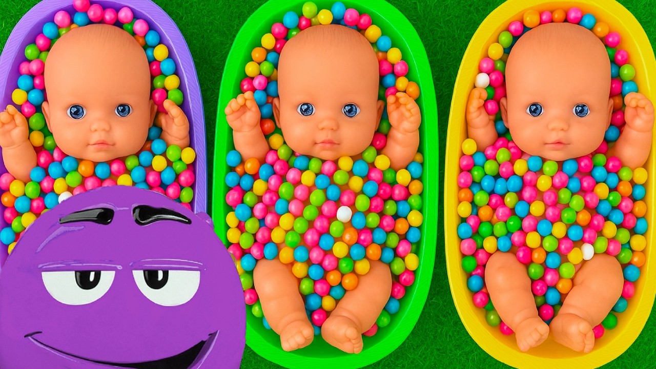 15 Minutes Satisfying with Full of 3 Rainbow BathTubs Candy with M&M's & Magic Slime Cutting Video