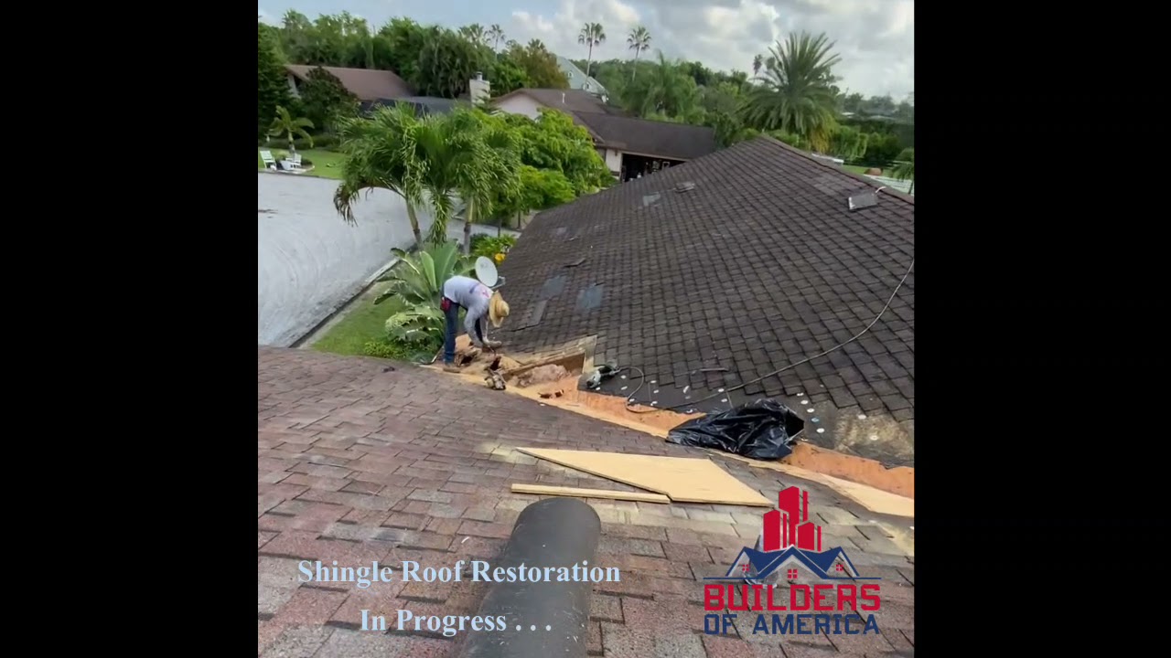 Overview Dimensional Shingle Roof Restoration in Progress 121021
