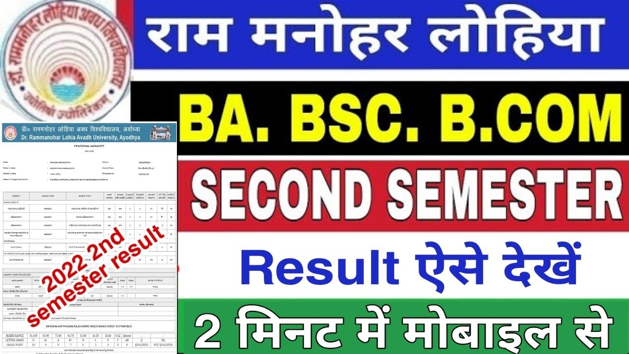 rmlau 2nd semester result 2022| rmlau ba 2nd semester result |