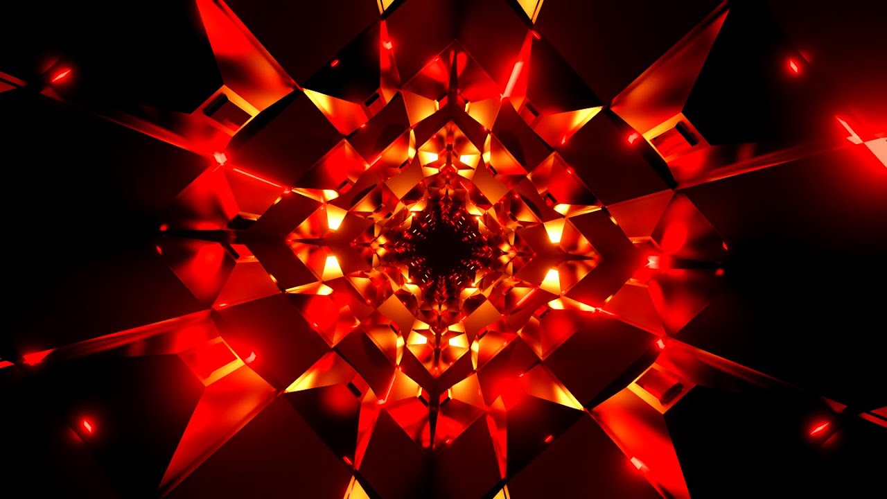 4K Abstract Fast Moving Red Color Square Tunnel Neon Light Screensaver Video TV Background