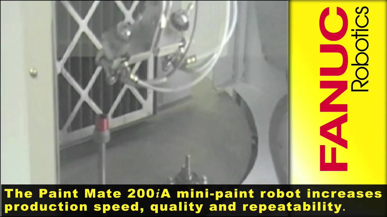 FANUC Paint Mate 200iA Sprays Lubricant on Parts - FANUC Robot Industrial Automation