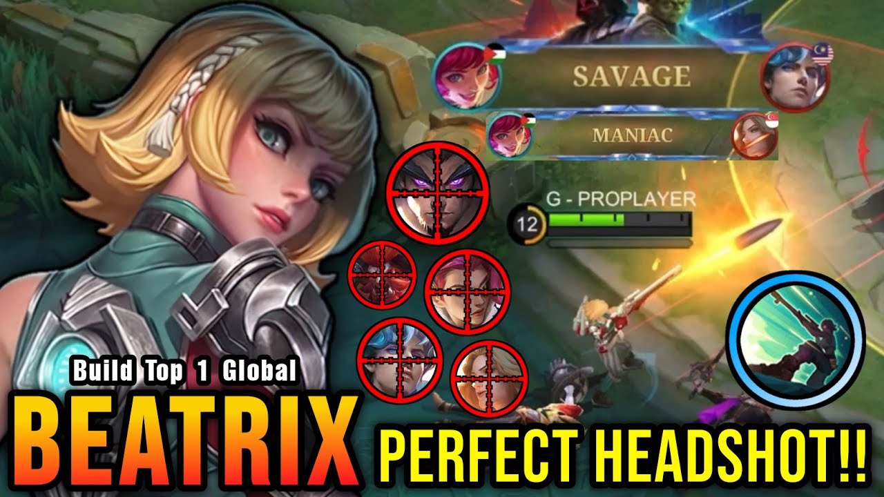 SAVAGE & MANIAC!! 23 Kills Beatrix Perfect SAVAGE with Sniper!! - Build Top 1 Global Beatrix ~ MLBB