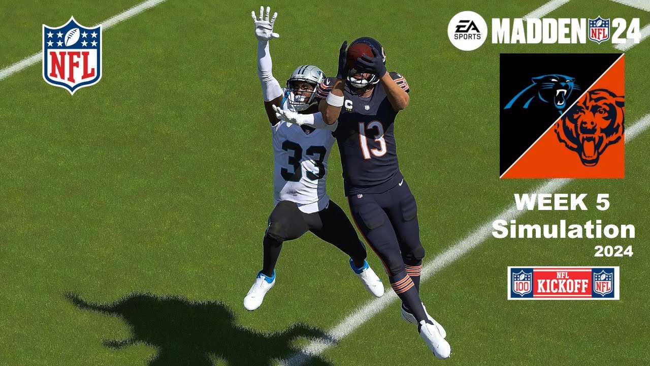 Madden 24 Bears vs Panthers Week 5 Sim 2024-2025 Full 15 Minute Quarters (Madden 25 Roster) GamePlay