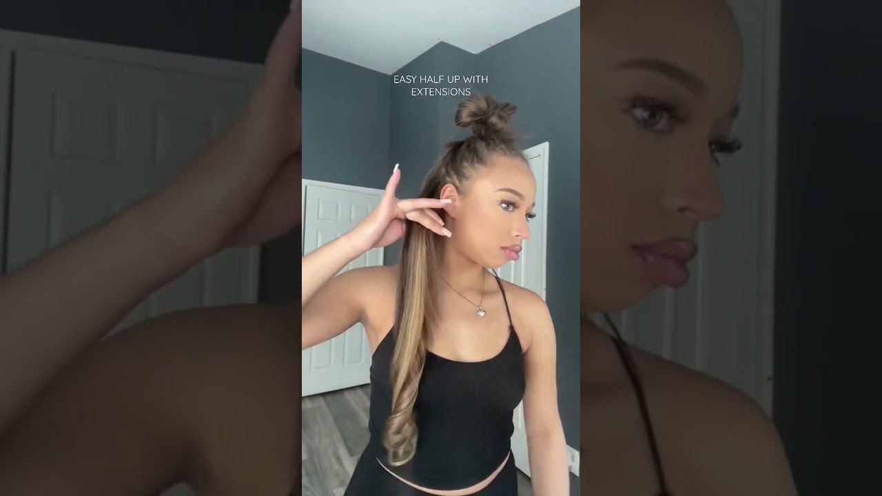 How to achieve a half up hairstyle with extensions💕 #hair #beauty #clipinextensions #cashmerehair