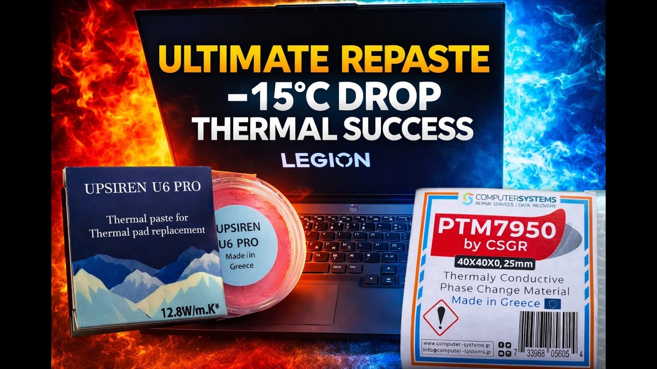 Lenovo Legion Slim 5 DIY Repaste: UPSIREN U6 PRO + PTM7950 by CSGR | -15°C CPU Drop
