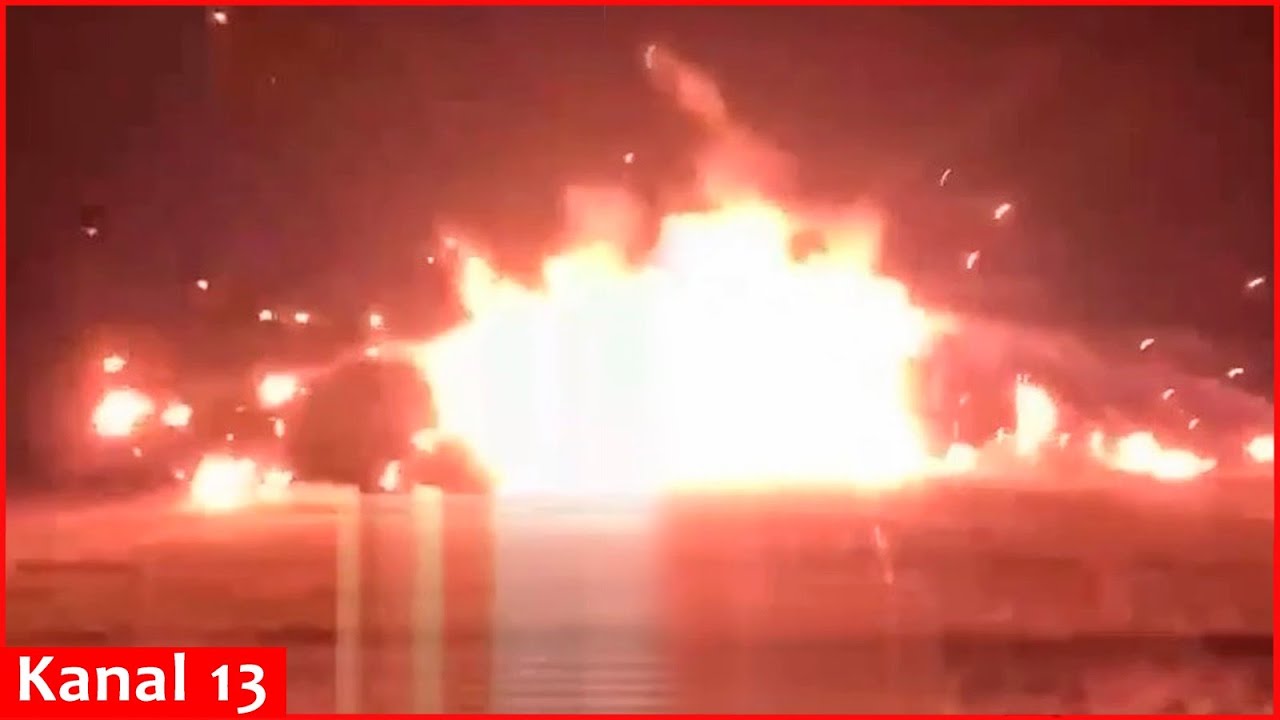 The S-300 anti-aircraft missile complex deployed by the Russians on the border burns after being hit