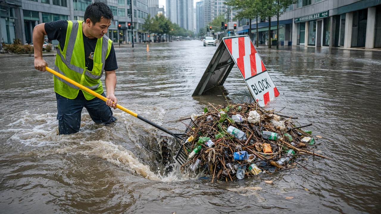 Heavy Rain Left This Drain Clogged — Full Cleanup
