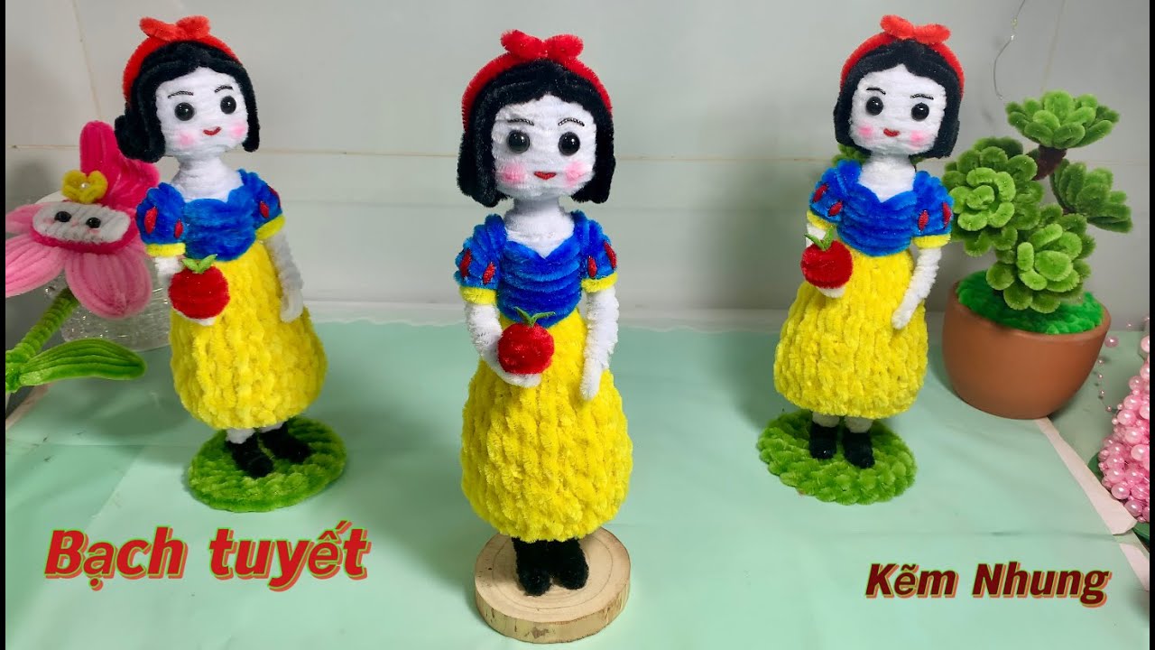 Hướng dẫn cách làm búp bê Bạch Tuyết bằng kẽm nhung