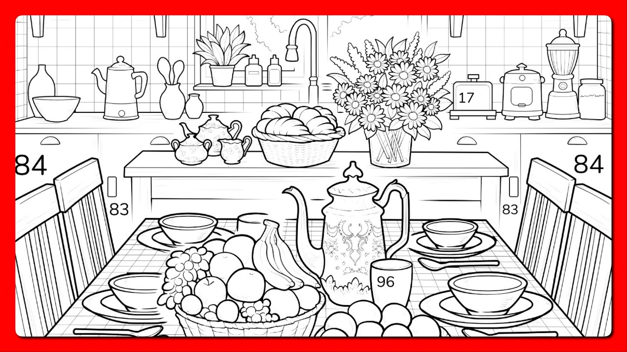 Color by Number Cozy Kitchen Table Zen Color app Paint by Number 