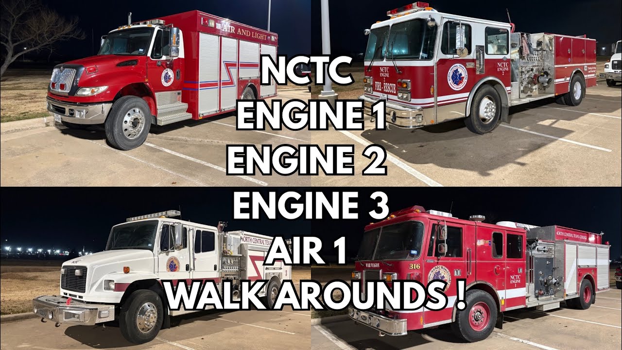 NCTC Collage Fire program Engine 1, Engine 2, Engine 3, Air 1, RARE 