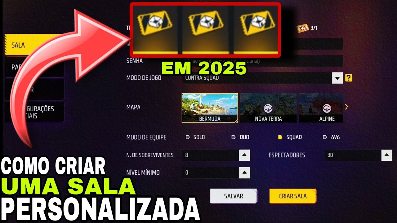 COMO CRIAR SALA PERSONALIZADA PARA JOGAR X1 NO FREE FIRE - actualizado 2025✅