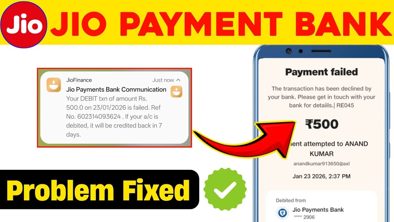 the transaction has been declined by your bank | jio Payment bank the transaction has been declined 
