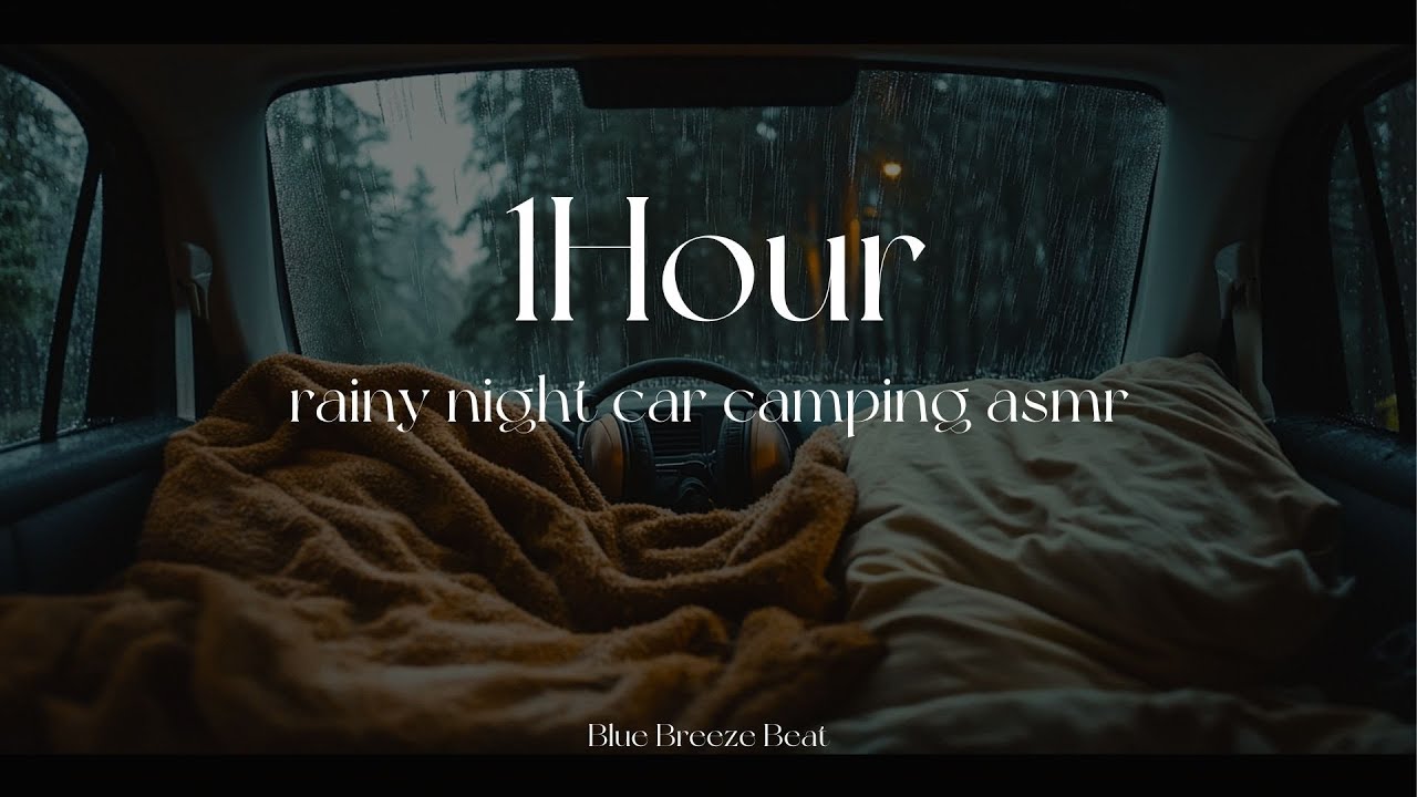 rainy car camping asmr: relaxing rain sounds for deep sleep and study (1hour)
