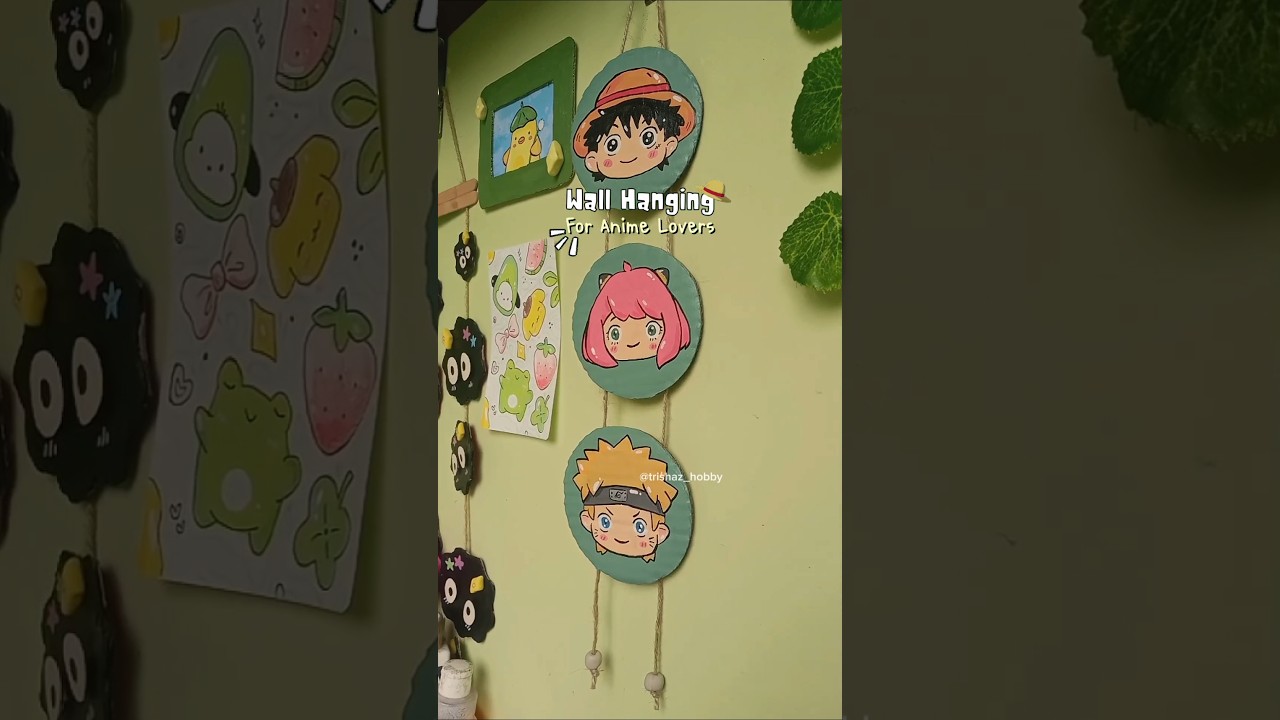 Cute wall hanging idea for Anime lovers Using cardboard 🫧#viralvideo #cardboardcrafts #animeart #diy