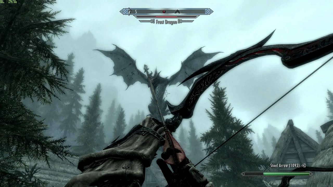 Skyrim - Random frost dragon attack at Falkreath [HQ 1080P]