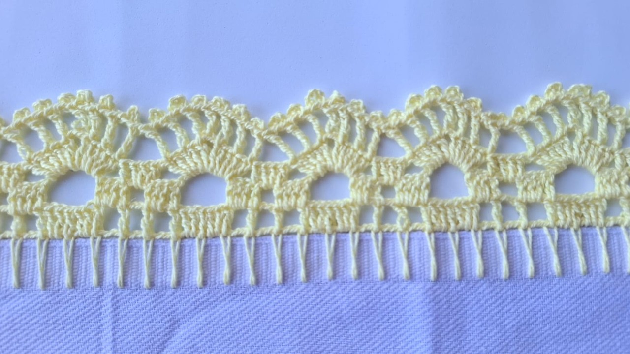 bico de croche fácil e rápido em pano de prato