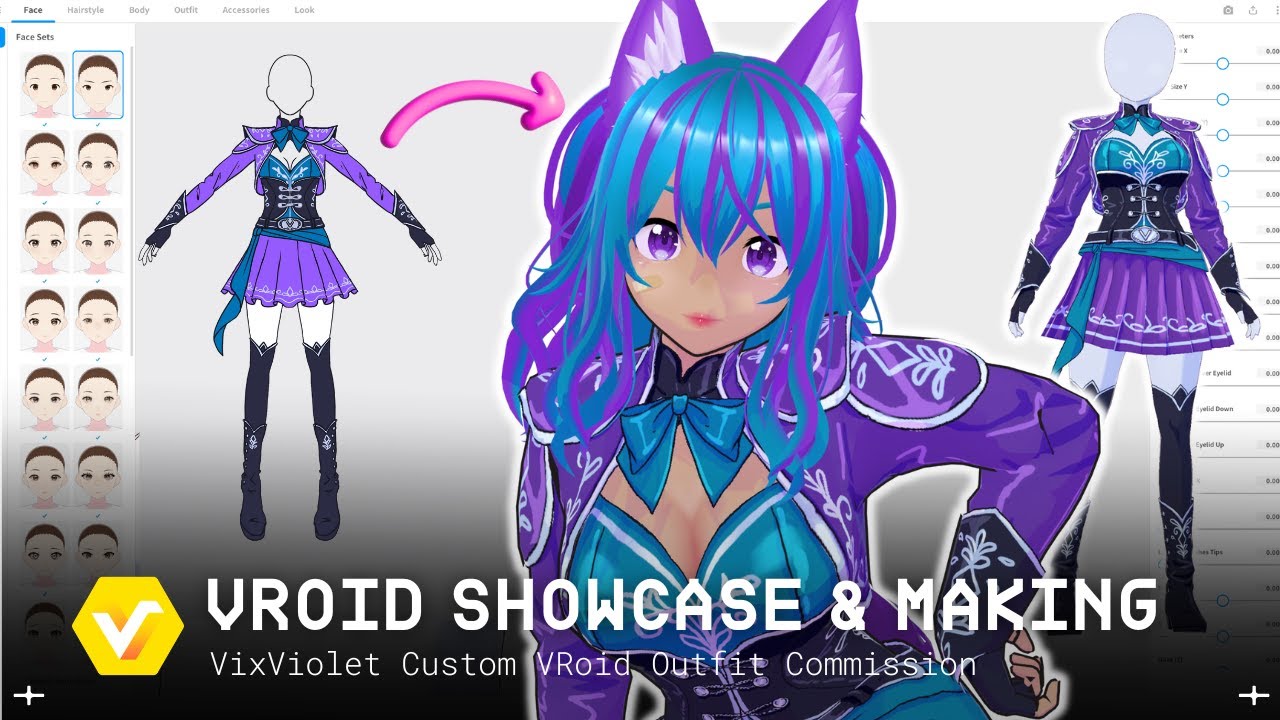 ☆ VixViolet ☆ 3D VTuber Custom VRoid Outfit | VRoid 3D Clothes Making【#VRoid Studio Speedsculpt】
