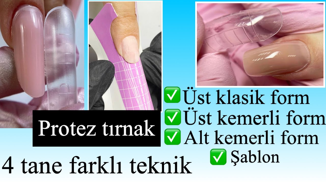 Protez tırnak üst form kalıp tekniği ve klasik sistem uygulaması . 4 in 1