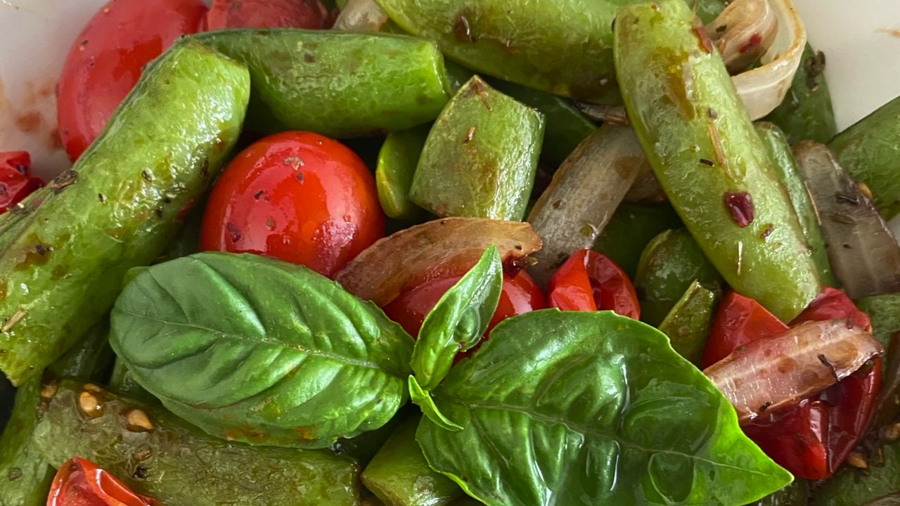 Italian Balsamic Roasted Sugar Snap Peas