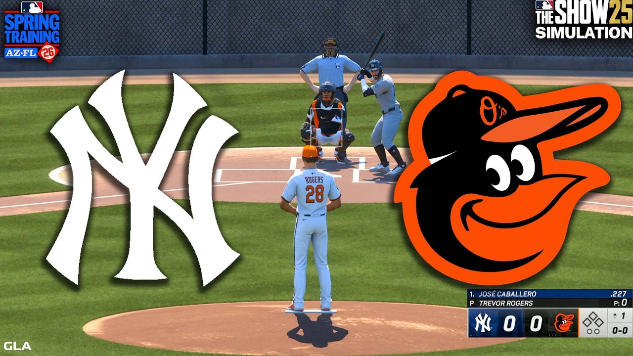 Yankees vs. Orioles Simulation | Spring Training (2/20/2026) | Updated Rosters MLB The Show 25 PS5