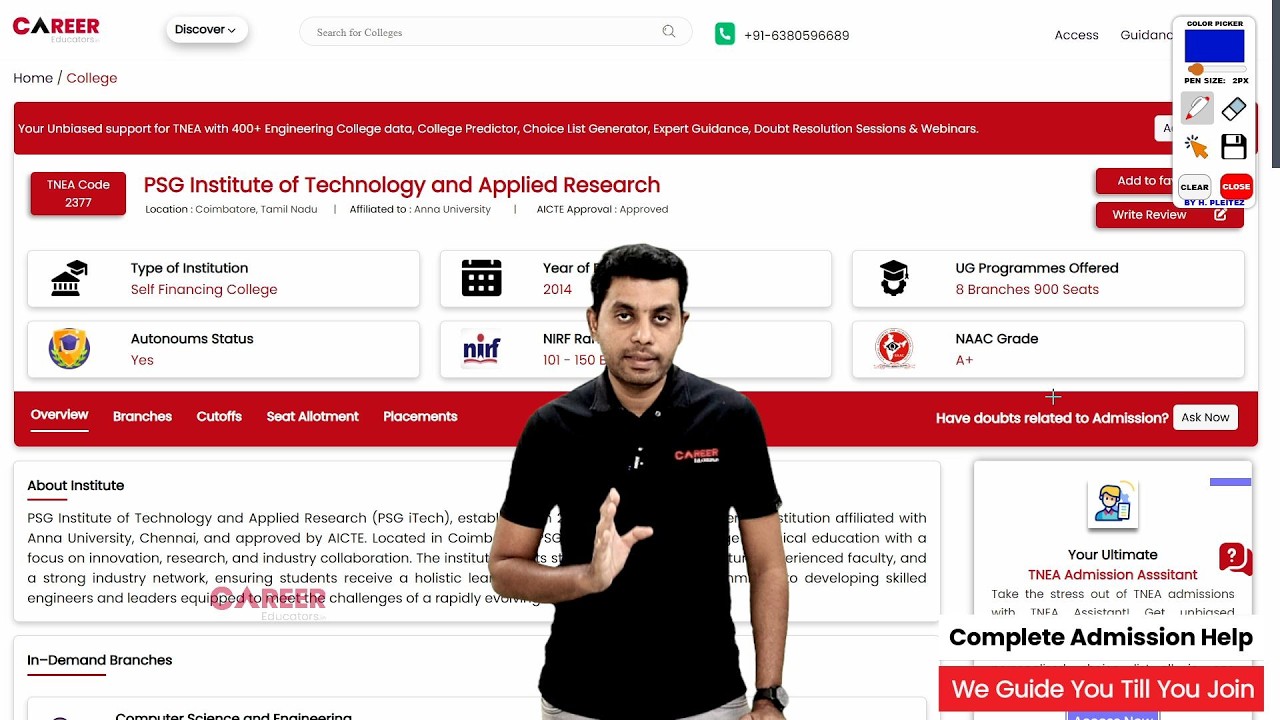 PSG ITECH  - Coimbatore | Safe Cutoff - 2026 | TNEA - 2026