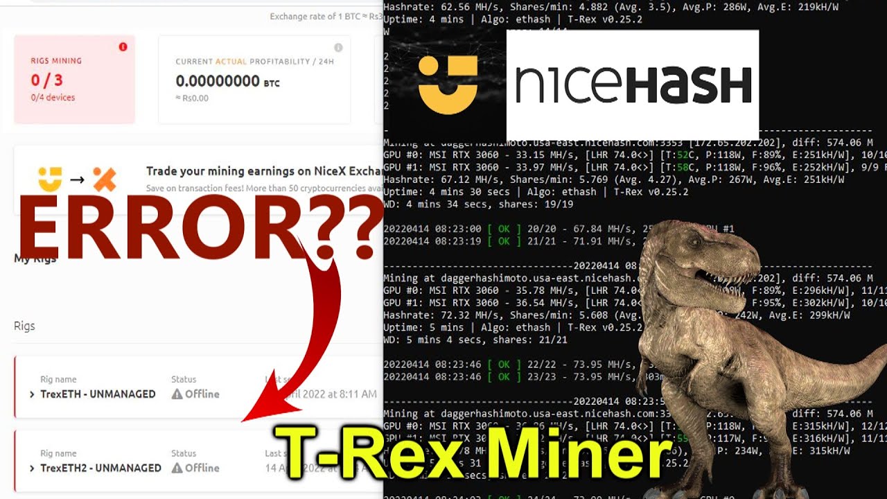 Nicehash Error Issue with T-Rex Miner