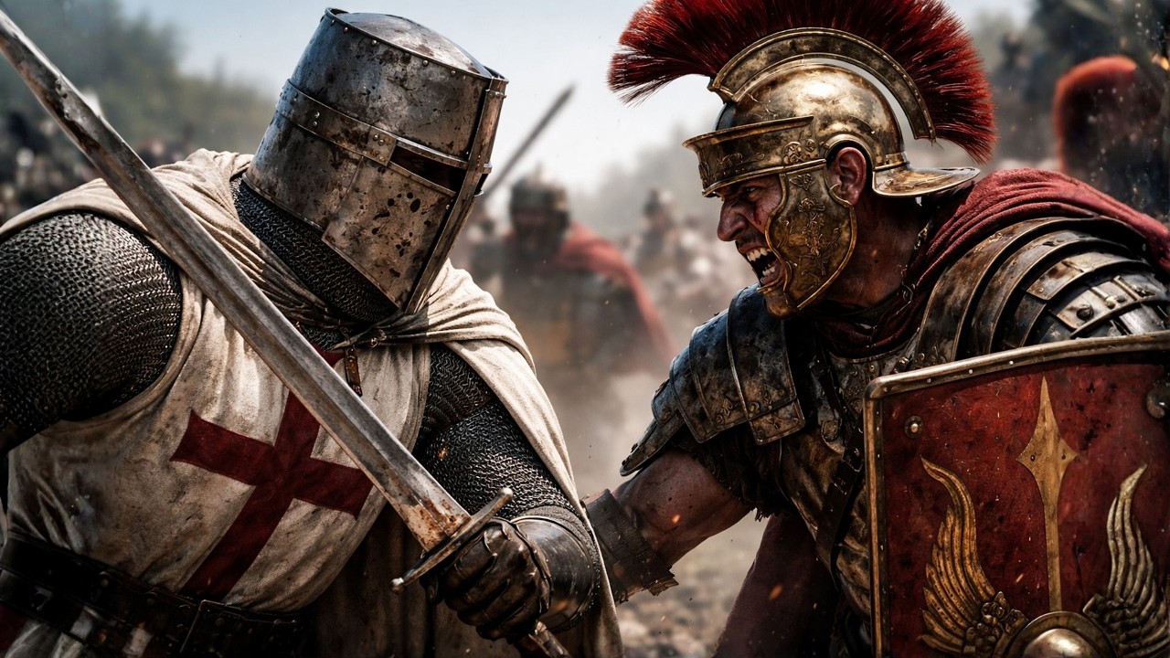 Cavaler Templier vs  Legionar Roman Cine Era Războinicul Mai Mortal