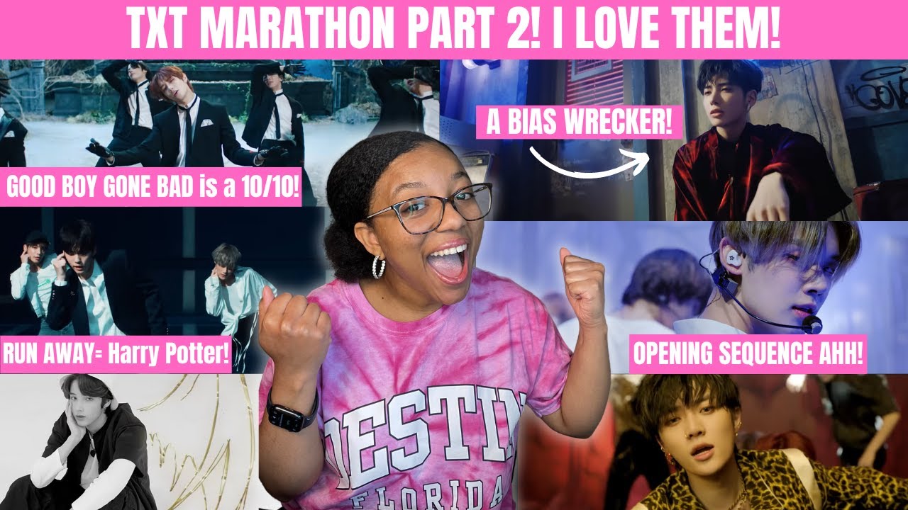 TXT MARATHON PART 2!! Run Away, Good Boy Gone Bad, PUMA, Opening Sequence, & Angel or Devil Reaction