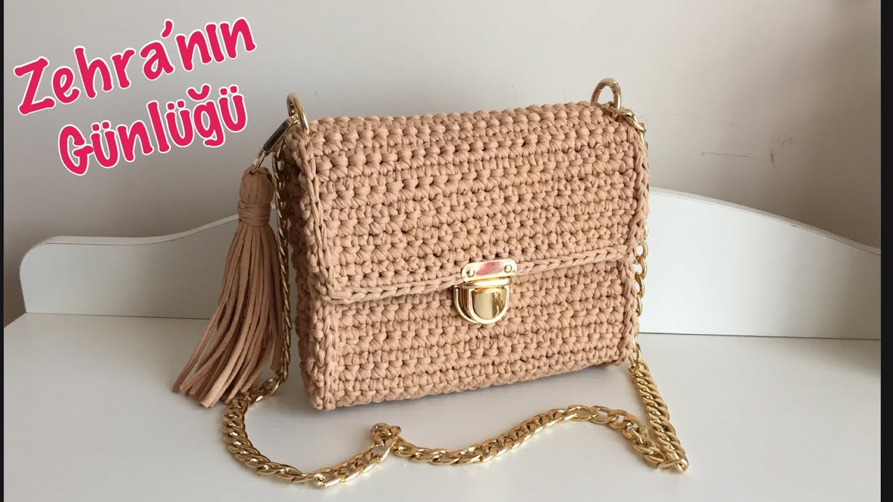 Penye ipten kolay kullanışlı ve gösterişli çanta yapımı-penye ipten kare çanta yapımı