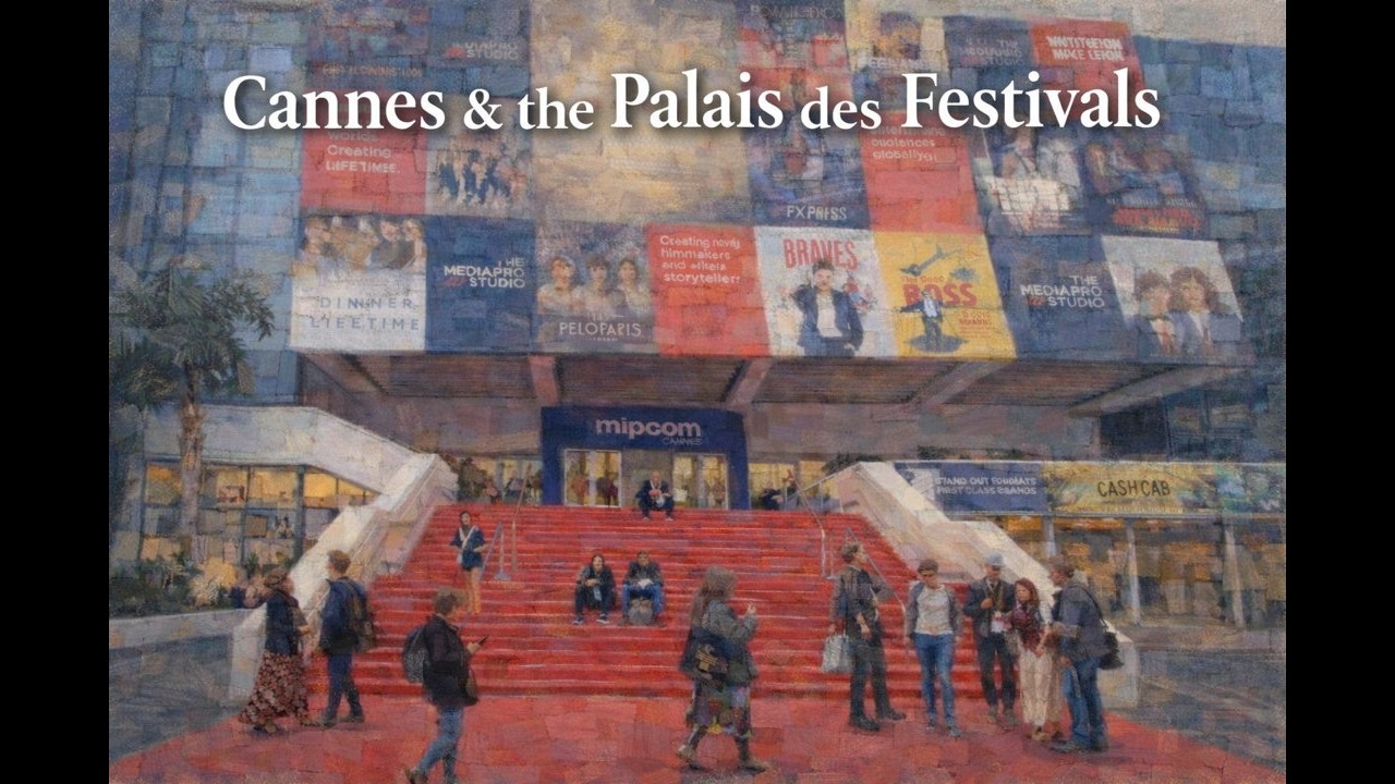Cannes, Palais de Festival, France. Four Seasons Paintings.