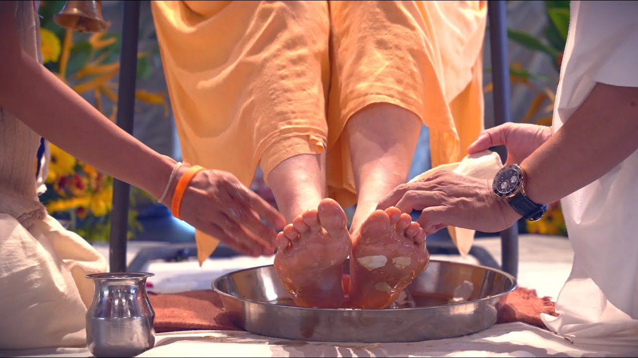 Foot bathing Ceremony, GDS 70th Vyasa Puja