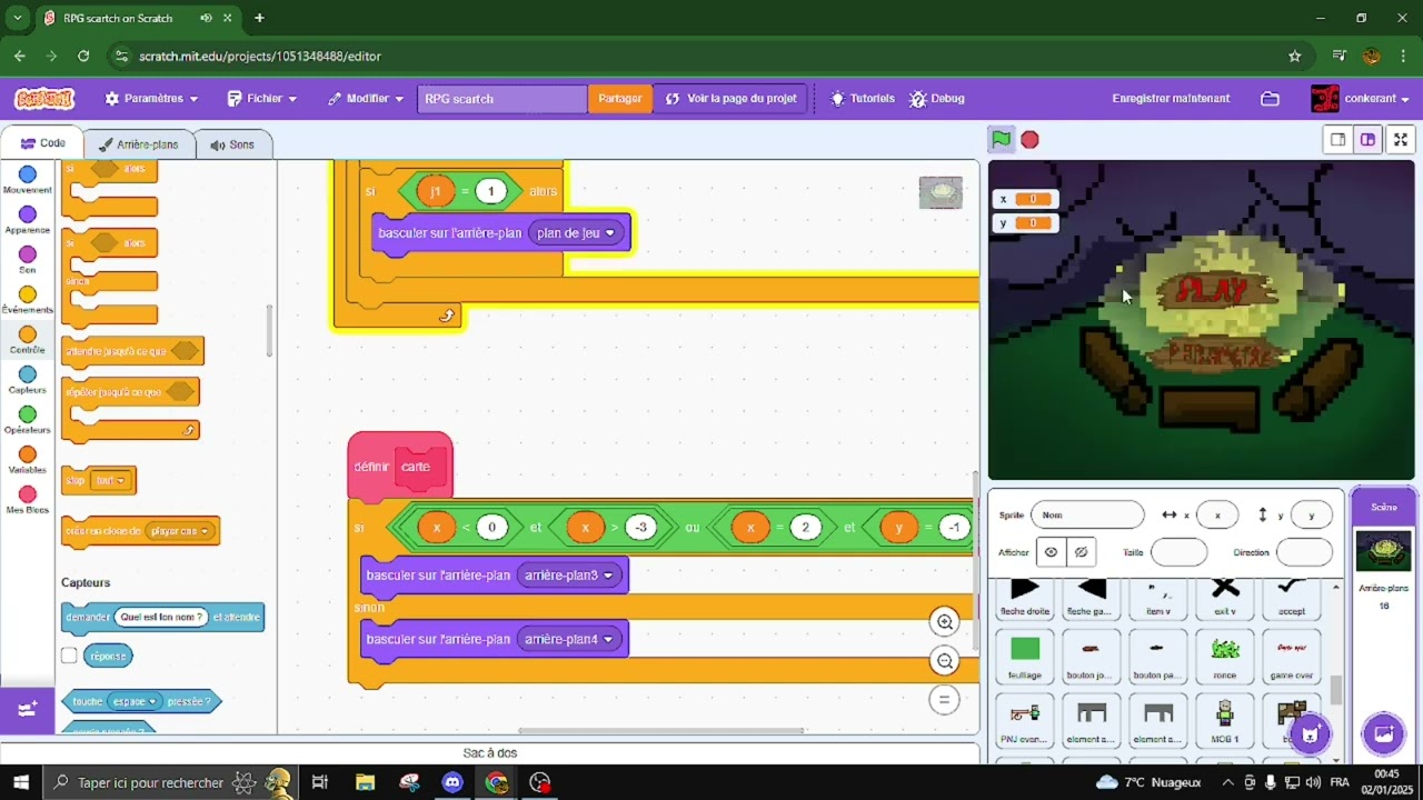 comment faire un RPG sur scratch part 16 (fr tuto) [la mise en place de la carte]
