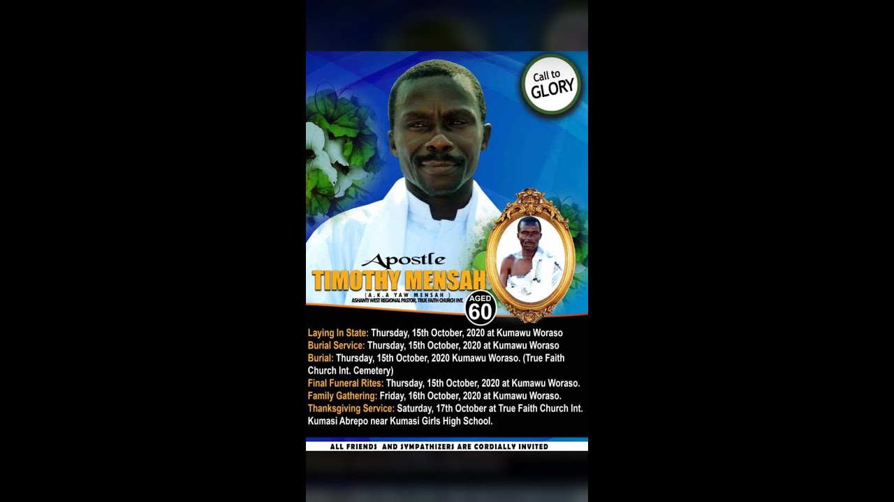 Apostle Timothy Mensah of True Faith Int $uneral Part one
