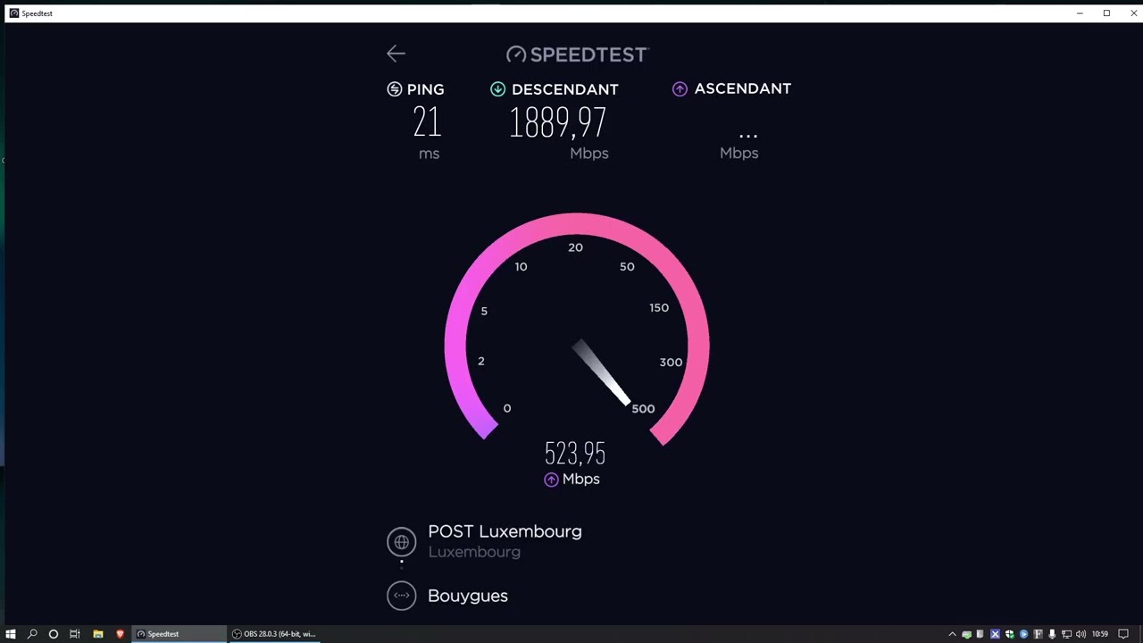 Speedtest Bouygues t&eacute;l&eacute;com 2GB/s BBox Ultym