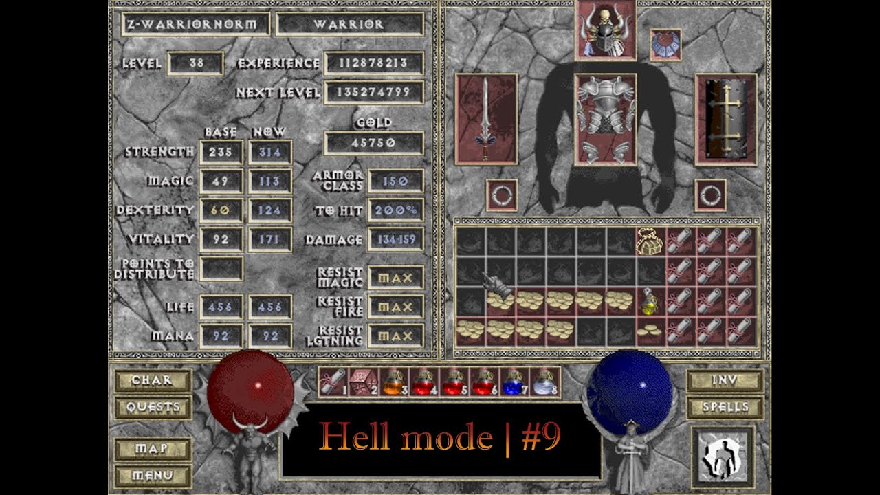 Diablo Hellfire #9 — Hell Mode | Warrior становится сильнее | No Deaths