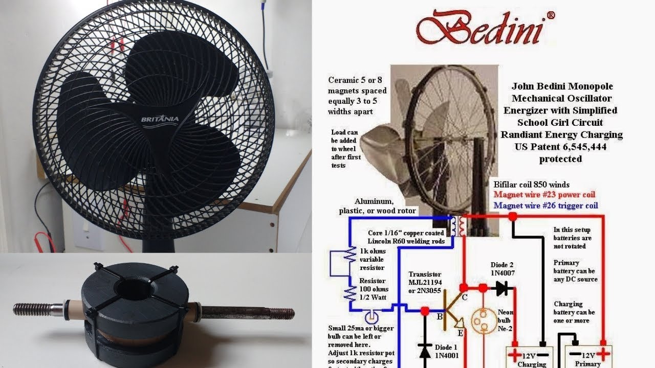 #156 Ventilador Bedini (parte2) c/ imãs de Microondas - Fan 900 RPM Bedini SSG Circuit