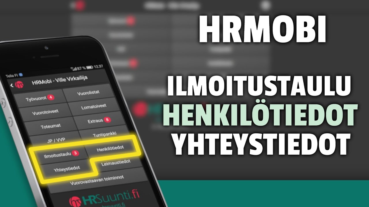 HRMobi - Ilmoitustaulu, henkil&ouml;tiedot ja yhteystiedot