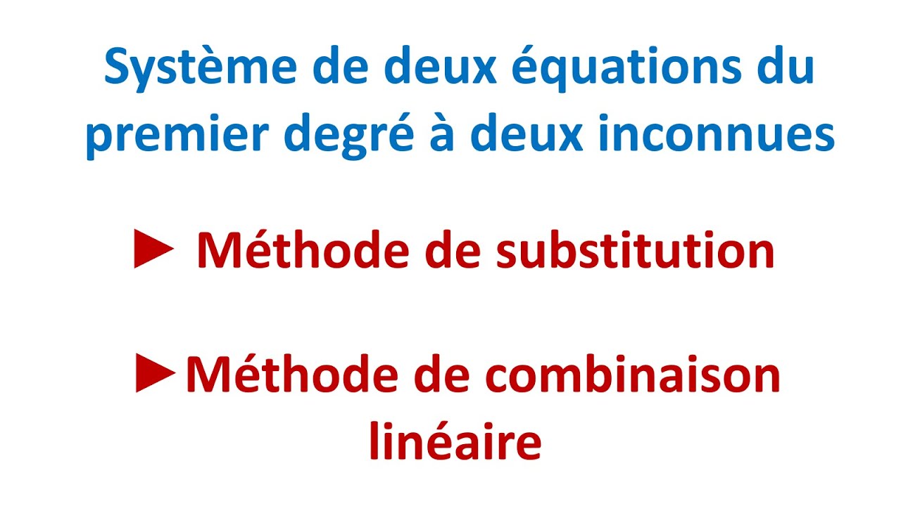 Système de 2 équations à 2 inconnues - Méthodes par substitution et combinaison linéaire - 3eme APIC