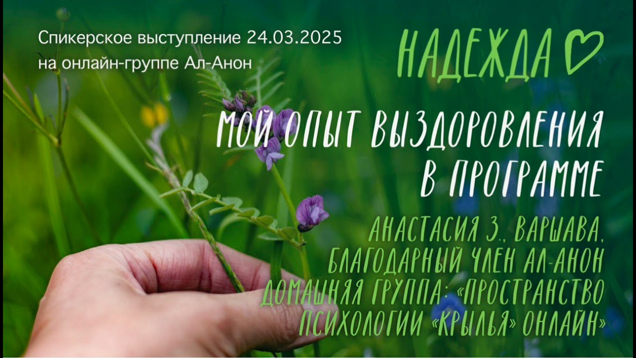 Спикерское выступление,  онлайн-группа Ал-Анон 24.03.25 Анастасия З.
