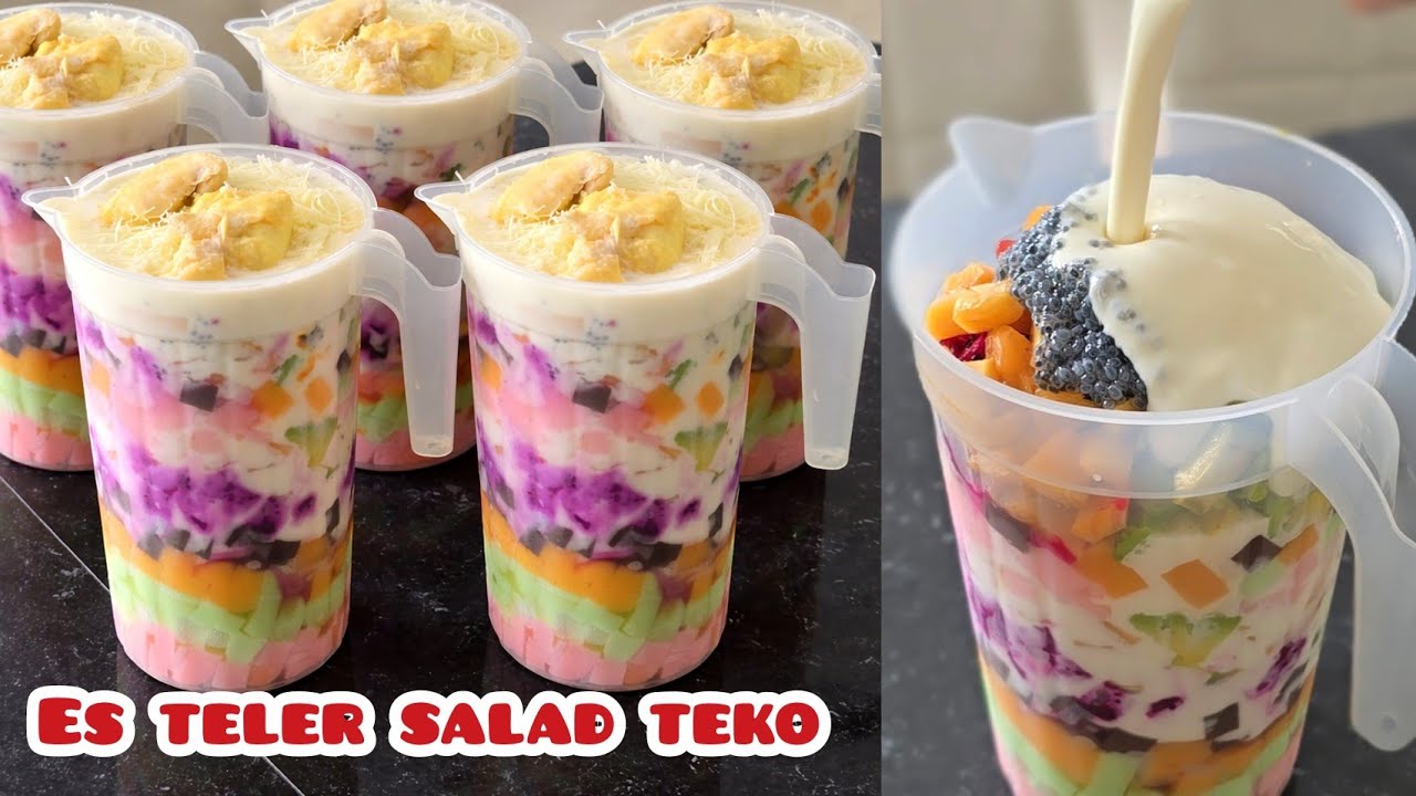 Ide menu takjil buka puasa! Buat yang lagi viral tapi versi salad,  Es teler salad teko