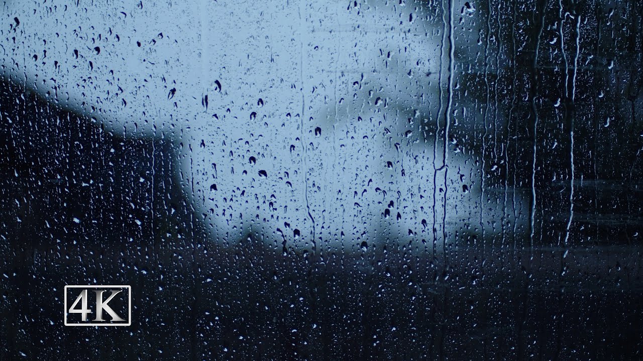 Rain on Window During Thunderstorm for Rest and Relaxation - 4K UHD - 3 Hours