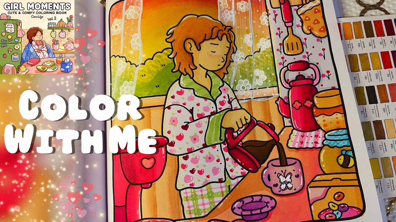 Color With Me 🌸| Girl Moments 2 by Coco Wyo using Ohuhu Markers | Relaxing coloring 🌻